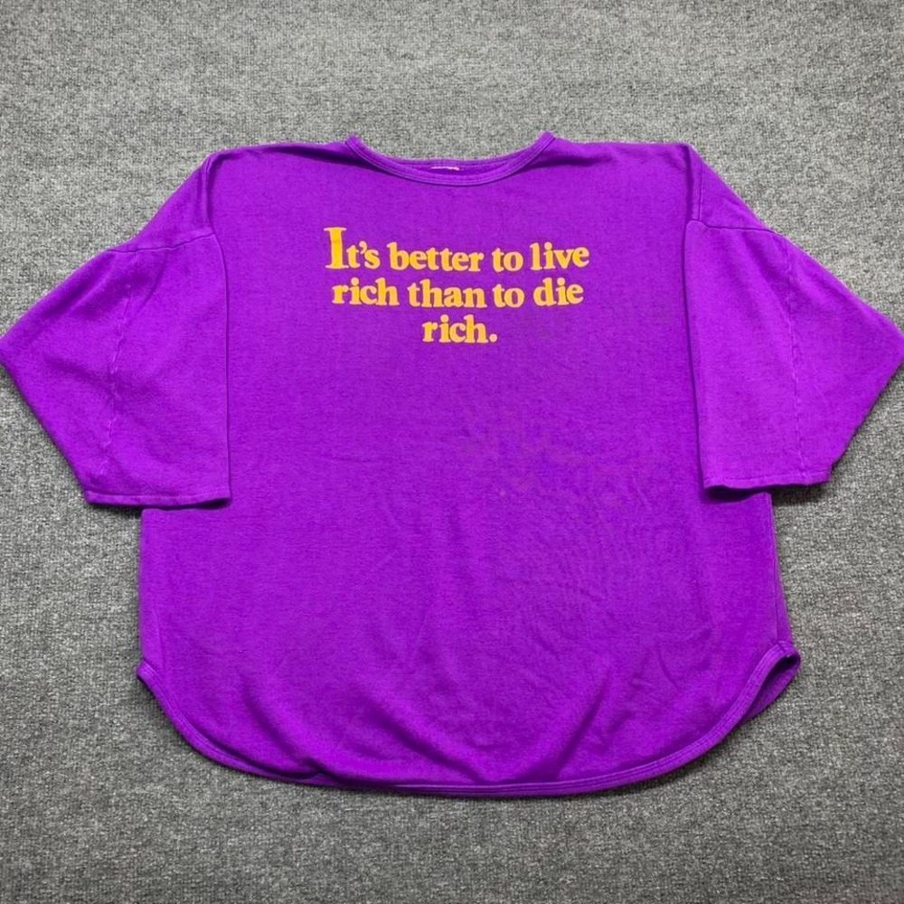 Vintage Its Better To Live Rich Than To Die Rich 3/4 Sleeve‎ Shirt Size L/XL